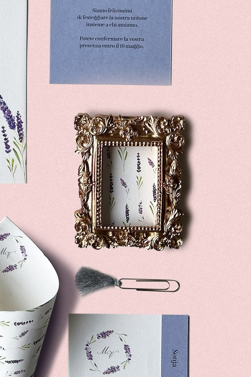 Tag Bomboniera Collezione Provenza - Coordinato matrimoniale ispirato ai campi di lavanda per un matrimonio unico Tag Bomboniera Collezione Romance