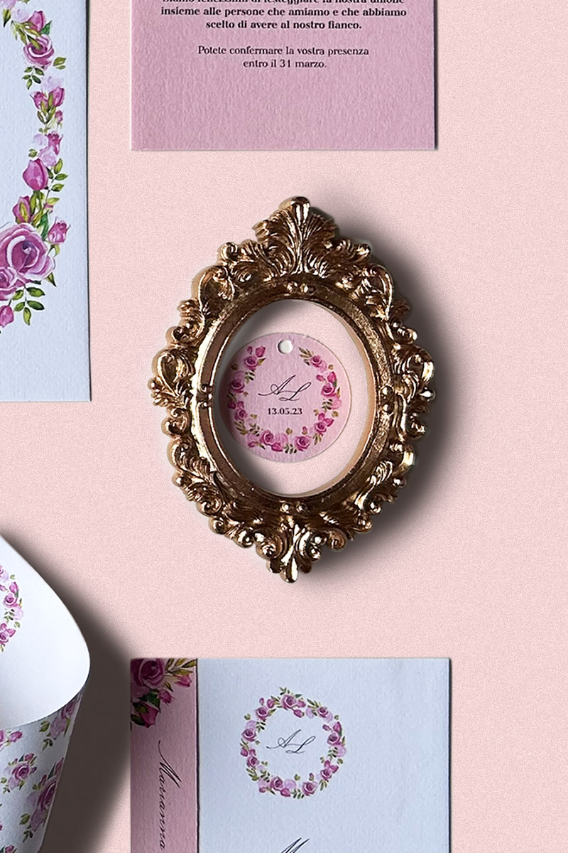 Tag Bomboniera Collezione Romance - Coordinato matrimoniale ispirato alle rose per un matrimonio romantico Tag Bomboniera Collezione Romance