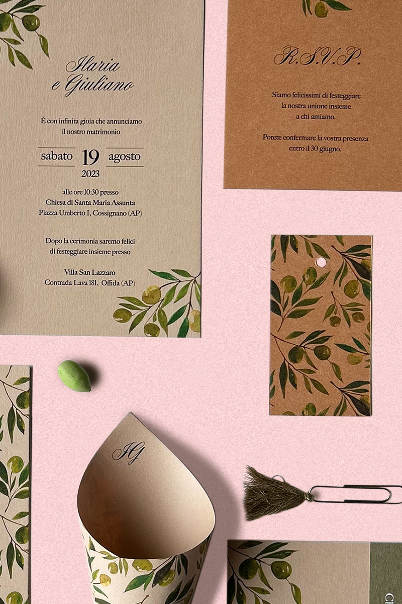 Tag Bomboniera Collezione Ulivo - Coordinato matrimoniale ispirato agli ulivi per un matrimonio speciale Tag Bomboniera Collezione Ulivo